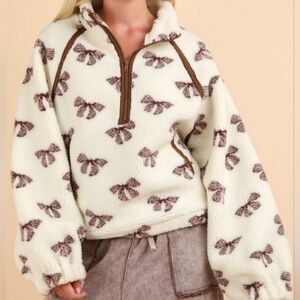 Very J Cream and Brown Teddy Jacket